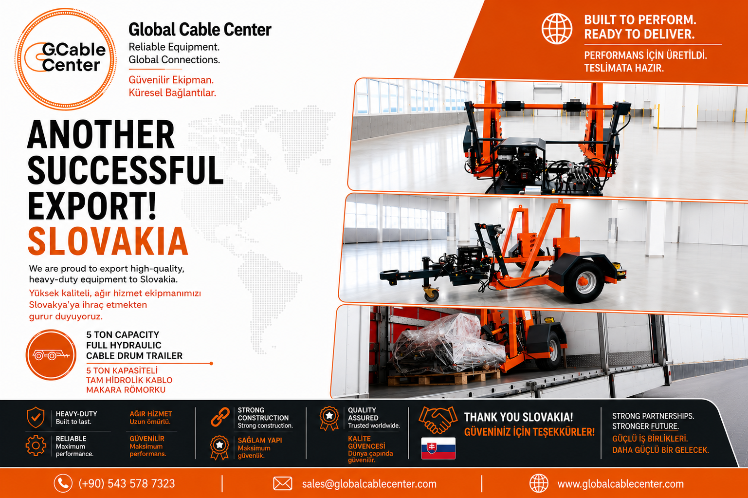5 Ton Full Hydraulic Cable Drum Trailer Exported to Slovakia